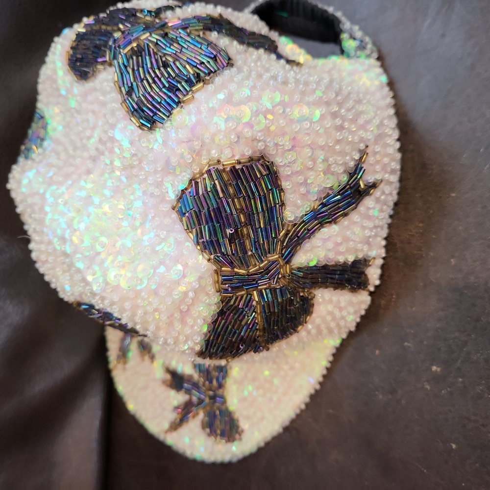 Women's Sequined Beaded Bow Baseball Hat Size Medium - Picture 3 of 5